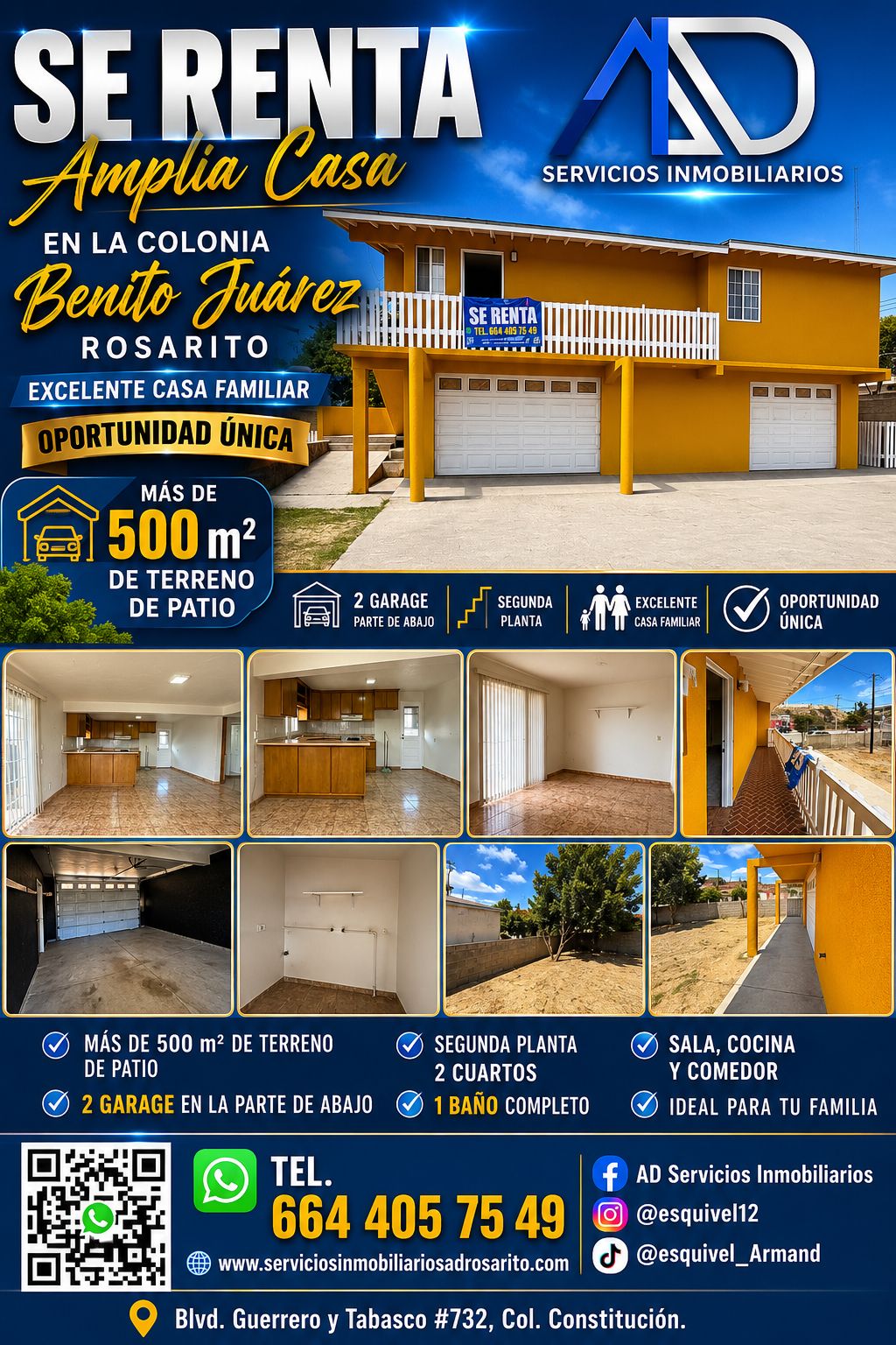 Se Renta Amplia Casa En La Colonia Benito Juárez, Playas de Rosarito.