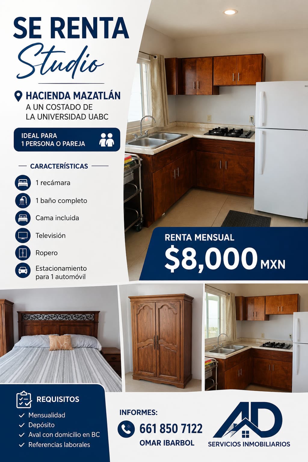 Se Renta Estudio en Hacienda Mazatlán